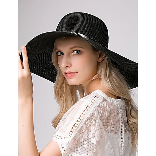 Woman cute straw sun hat colored