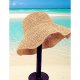 Female basic straw hat solid color