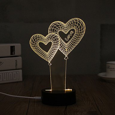 Heart-shaped 3D night light warm white USB child / safety / decoration 5 V art / LED
