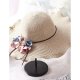 Women basic cute straw straw hat sun hat solid color flower