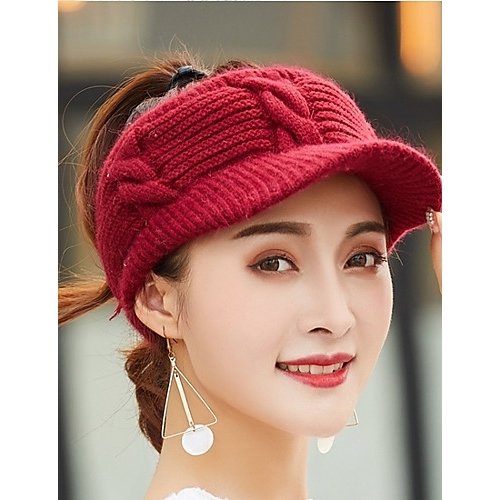 Women basic knitwear ski cap solid color