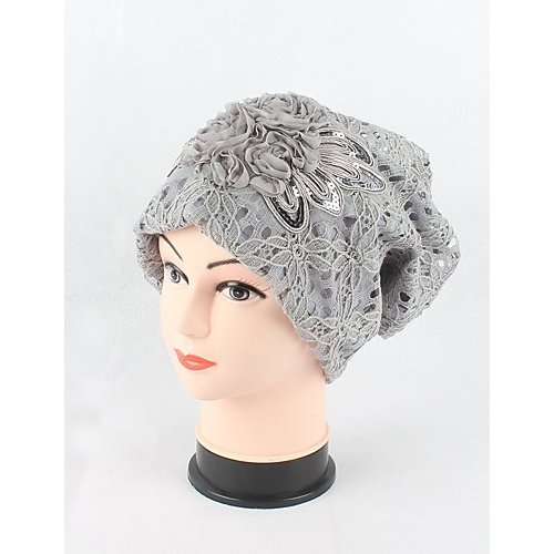 Female hat headdress cotton lace, casual soft hat lace sequin flower