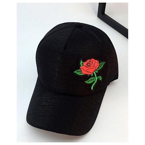 Women Vintage Cotton Polyester Baseball Cap, Solid Color Flower