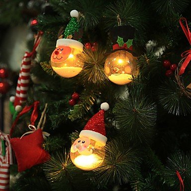 Santa Claus Christmas Snowman Deer Hanging LED Ball Christmas Tree Decoration Lights Home Bedroom Garden Night Lights