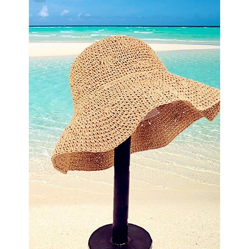 Female basic straw hat solid color