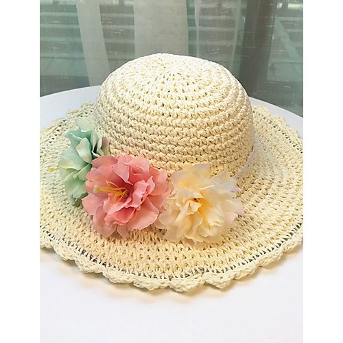 Woman cute straw sun hat flower